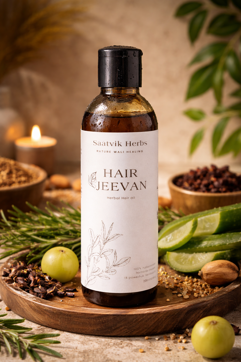 Herbal hair oil for healthy hair image saatvik herbs